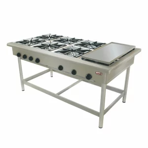 Anafe 6 platos 35×35 cm con plancha churrasquera