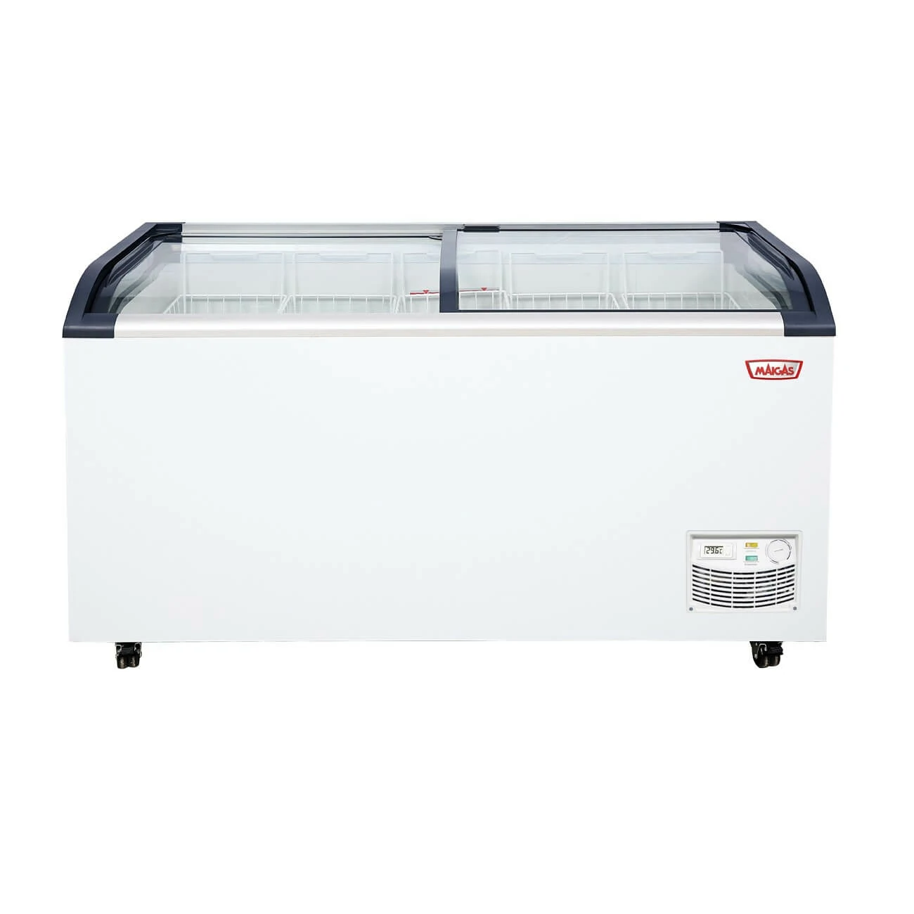 Congelador isla tapa de vidrio curvo 470 lts