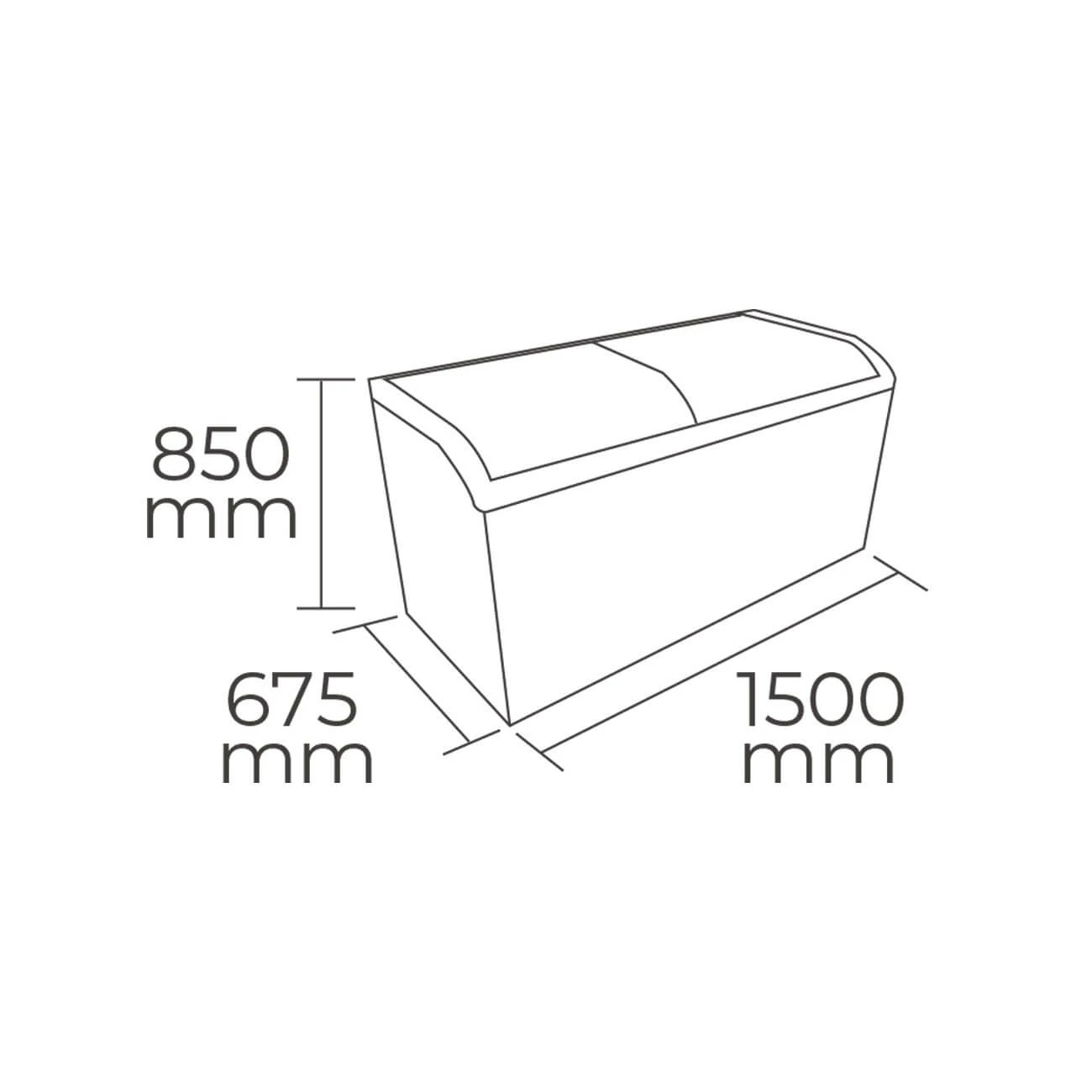 Congelador isla tapa de vidrio curvo 470 lts